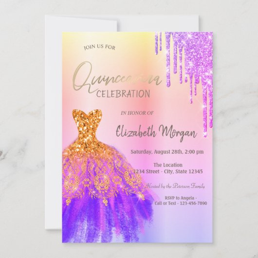 Invitation Parties scintillant violet Draps Robe Quinceañera (Devant)