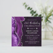 Invitation Parties scintillant violet et argent Agate 21e ann (Debout devant)