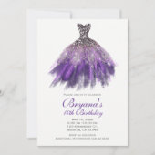 Invitation Parties scintillant violet et argent Glam Robe dou (Devant)