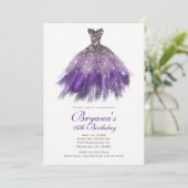 Invitation Parties scintillant violet et argent Glam Robe dou (Debout devant)