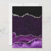 Invitation Parties scintillant violet et argent  marbre Agate (Dos)