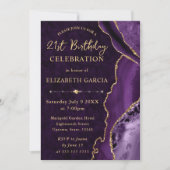 Invitation Parties scintillant violet et or Agate et marbre A (Devant)