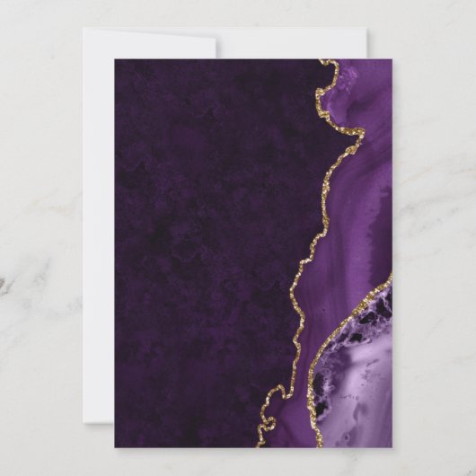 Invitation Parties scintillant violet et or Agate et marbre A (Dos)