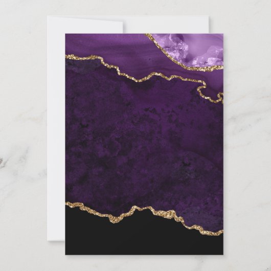 Invitation Parties scintillant violet et or Agate Marbre Mari (Dos)