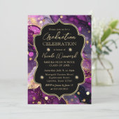 Invitation Parties scintillant violet et or Alcool Encre Grad (Debout devant)