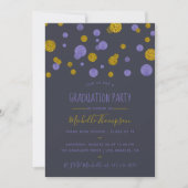 Invitation Parties scintillant violet et or Confetti Graduati (Devant)