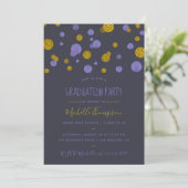 Invitation Parties scintillant violet et or Confetti Graduati (Debout devant)