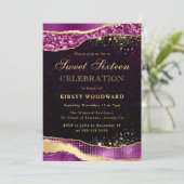 Invitation Parties scintillant violet et or Glam Larmes Sweet (Debout devant)