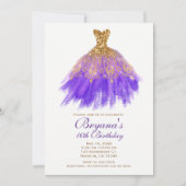 Invitation Parties scintillant violet et or glam robe sucré 1 (Devant)