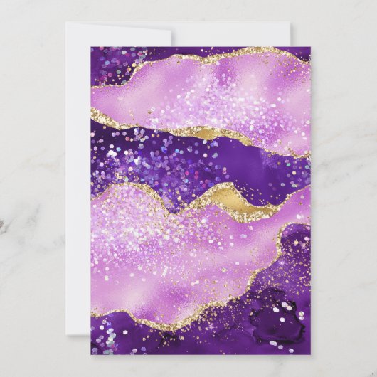 Invitation Parties scintillant violet et or Marbre Agate Mari (Dos)