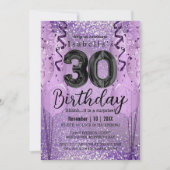 Invitation Parties scintillant violet et rose 30e anniversair (Devant)