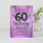 Invitation Parties scintillant violet et rose 60e anniversair (Debout devant)