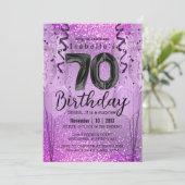 Invitation Parties scintillant violet et rose 70e anniversair (Debout devant)