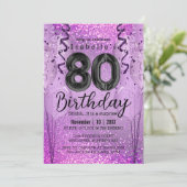 Invitation Parties scintillant violet et rose 80e anniversair (Debout devant)
