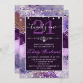 Invitation Parties scintillant violet et rose Agate Anniversa (Devant / Derrière)