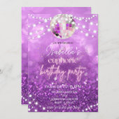 Invitation Parties scintillant violet Euphoria Anniversaire F (Devant / Derrière)