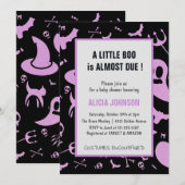 Invitation Parties scintillant violet fantôme Octobre Baby sh (Devant / Derrière)