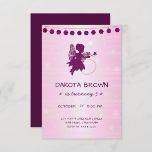 Invitation Parties scintillant violet Fée Anniversaire