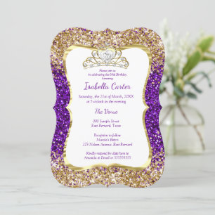 Invitation Parties scintillant violet fête d'anniversaire Gol