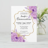 Invitation Parties scintillant Violet Floral Quinceanera Invi (Debout devant)