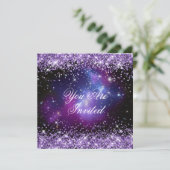 Invitation Parties scintillant violet Galaxy Cluster Planétar (Debout devant)