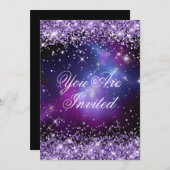Invitation Parties scintillant violet Galaxy Planétarium Mari (Devant / Derrière)