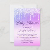 Invitation parties scintillant violet goutte à goutte baby sh (Devant)