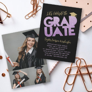 Invitation Parties scintillant violet Graduate Couduate Gradu