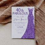 Invitation Parties scintillant violet habillées femmes 40ème<br><div class="desc">Parties scintillant violet tenue femme 40e anniversaire Invitation de fête Voir les articles correspondants dans Niche et Nest Store</div>