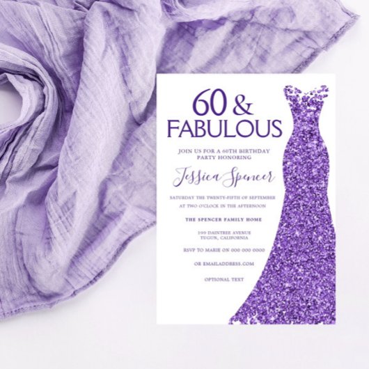 Invitation Parties scintillant violet habillées femmes 60e fê