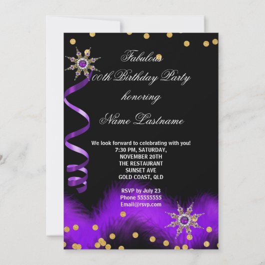 Invitation Parties scintillant violet haut talon noir or fête (Dos)
