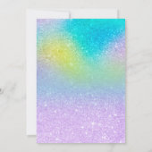 Invitation Parties scintillant violet licorne de baby shower (Dos)