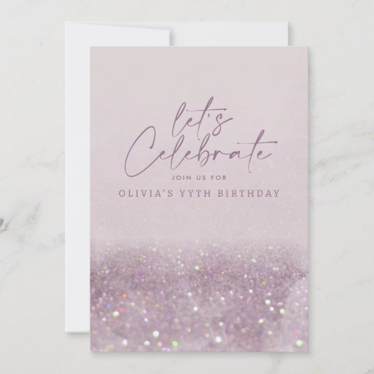 Invitation Parties scintillant violet Lilac élégant anniversa (Devant)