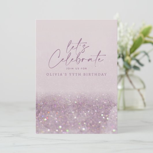 Invitation Parties scintillant violet Lilac élégant anniversa (Debout devant)