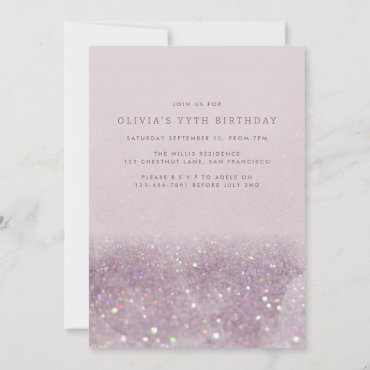 Invitation Parties scintillant violet Lilac élégant anniversa (Dos)