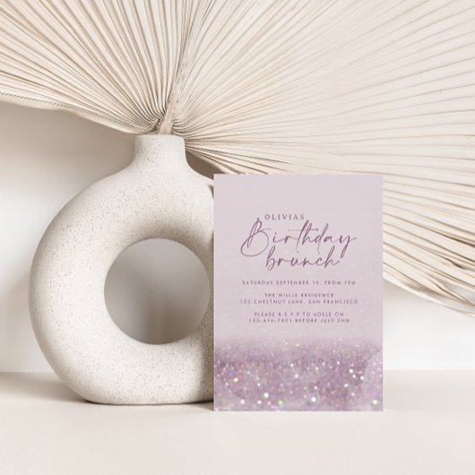 Invitation Parties scintillant violet Lilac élégant brunch d'