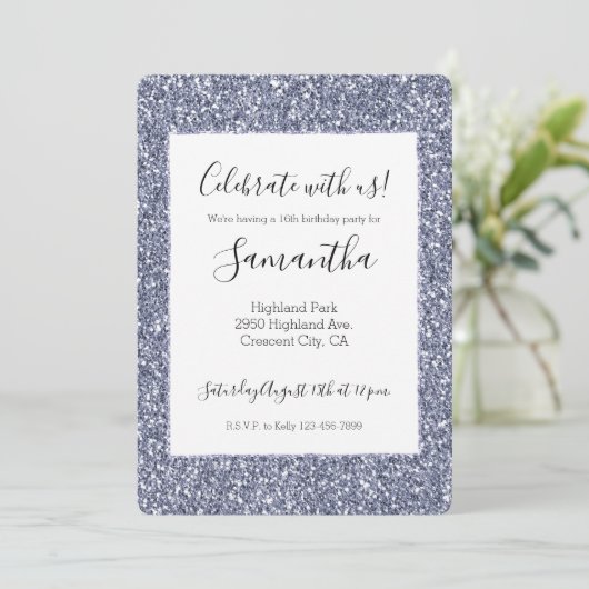 Invitation Parties scintillant violet Luxe (Debout devant)