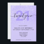 Invitation Parties scintillant violet moderne élégant 21e ann<br><div class="desc">Invitation moderne féminin violet féminin 21e anniversaire. Conception minimaliste de 21e anniversaire d'invitation modèle avec élégante calligraphie écriture manuscrite et design de parties scintillant violet.</div>