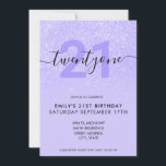 Invitation Parties scintillant violet moderne élégant 21e ann<br><div class="desc">Invitation moderne féminin violet féminin 21e anniversaire. Conception minimaliste de 21e anniversaire d'invitation modèle avec élégante calligraphie écriture manuscrite et design de parties scintillant violet.</div>