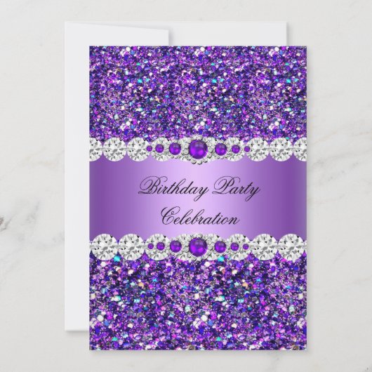 Invitation Parties scintillant violet Pearl Diamond fête d'an (Dos)