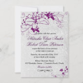 Invitation Parties scintillant violet profond Mariage floral (Devant)