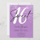 Invitation Parties scintillant violet script de bordure photo (Devant)