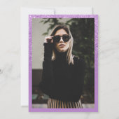 Invitation Parties scintillant violet script de bordure photo (Dos)