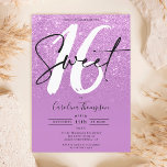 Invitation Parties scintillant violet script de bordure photo<br><div class="desc">Vous cherchez l'invitation parfaite et la plus cool Sweet 16 anniversaire de fête? Obtenez cette parties scintillant violette chic et tendance à l'ombre et au violet avec un script de bordure photo Sweet 16 invitation, ajoutez votre photo à l'arrière avec un élégant script de signature. Contactez-moi si vous souhaitez customiser...</div>