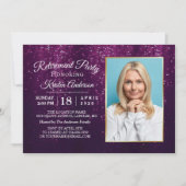 Invitation Parties scintillant violet si élégante Gold Retrai (Devant)