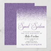 Invitation Parties scintillant violet Sweet sixteen Anniversa (Devant / Derrière)