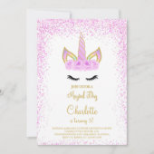 Invitation Parties scintillant violet Unicorn Anniversaire In (Devant)