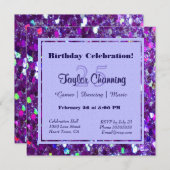 Invitation Parties scintillant violette (Devant / Derrière)