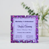 Invitation Parties scintillant violette (Debout devant)