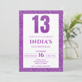 Invitation Parties scintillant violette 13e anniversaire Invi (Debout devant)